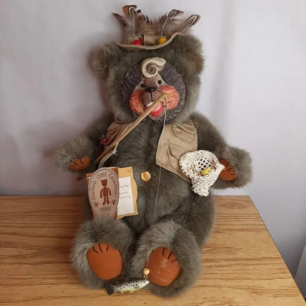 Vtg 1999 Gund Barton's Creek Plush Bear Fenton Fisherman #70001  Pat Kolesar LE